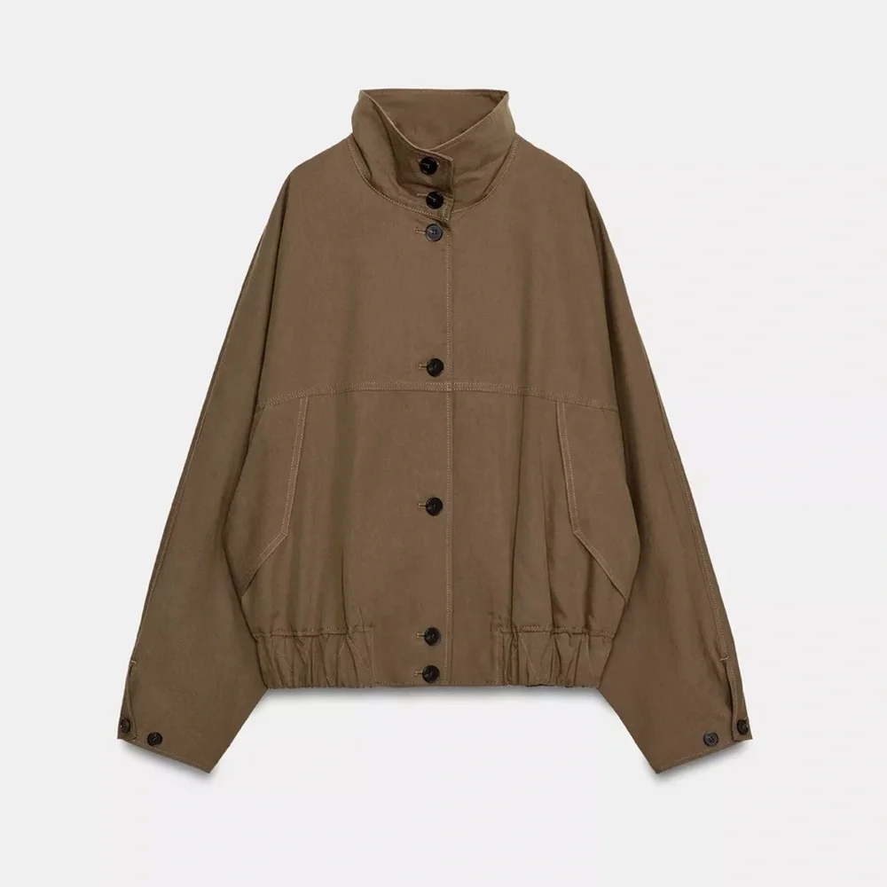 Zara HIGH COLLAR JACKET WITH ELASTIC HEM